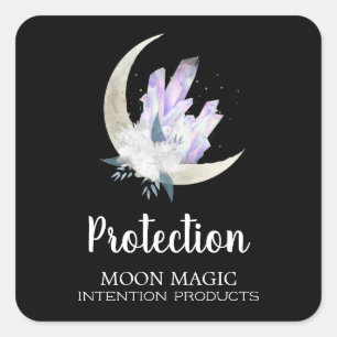 Moon And Crystal Protection Spell Labels