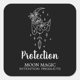 Moon And Crystal Spell And Intention Square Sticker