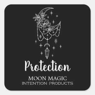 Moon And Crystal Spell And Intention Square Sticker