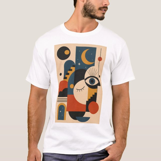 Moon and Eye – Geometric Art T-Shirt (Front)
