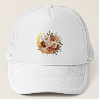 Moon And Flowers Floral Trucker Hat