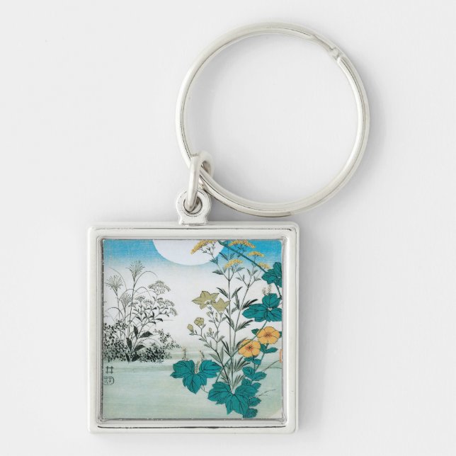 Moon and Flowers Key Ring (Front)