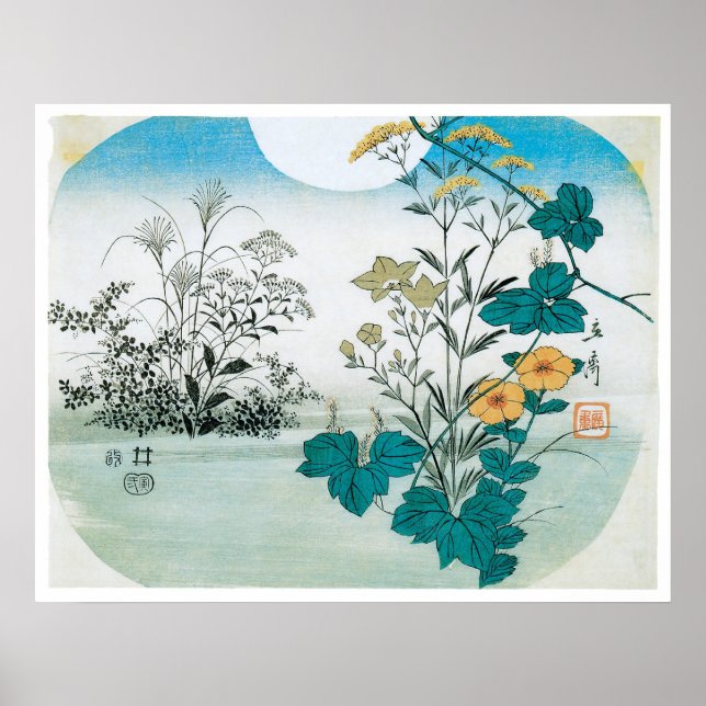 Moon and Flowers Poster (Front)