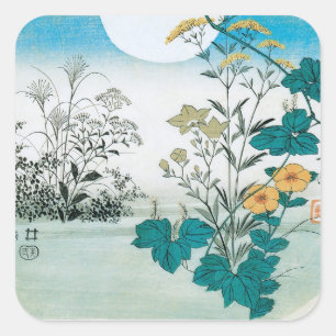 Moon and Flowers Square Sticker