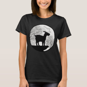 Moon and Goat Night Wilderness Silhouette T-Shirt