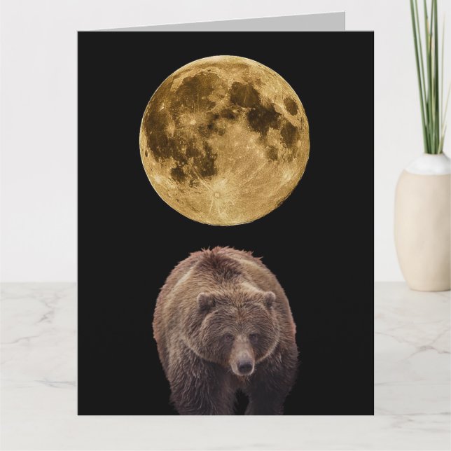MOON AND GRIZZLY BEAR HAPPY BIG BIRTHDAY CARDS (Front)
