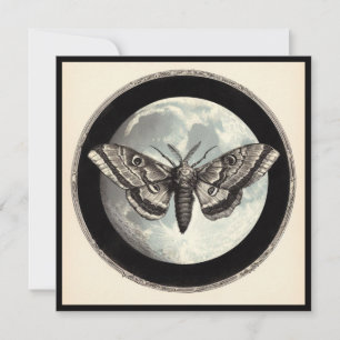 Moon and Moth Vintage Illustration  Card