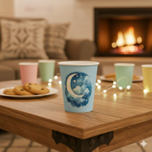 Moon and night time sky paper plate paper cups
