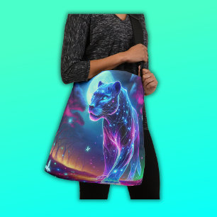 Moon and Panther Holographic Neon Colourful Crossbody Bag