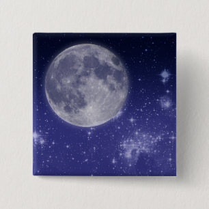 Moon and Shining Stars 15 Cm Square Badge