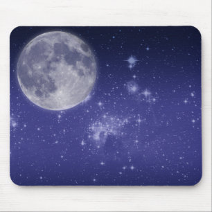 Moon and Shining Stars Mouse Mat