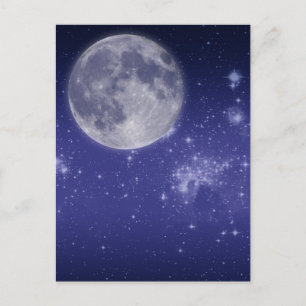 Moon and Shining Stars Postcard