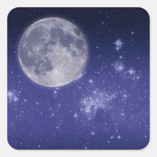 Moon and Shining Stars Square Sticker