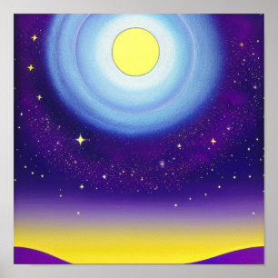 Moon and Sky in Purple Poster