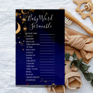 Moon and star theme baby word scramble game