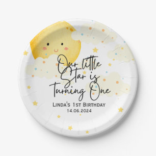 Moon and Stars 1st Birthday Paper Plate