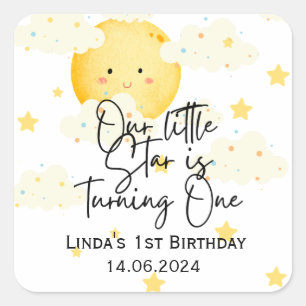 Moon and Stars 1st Birthday Thank You Square Sticker