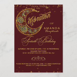 Moon and Stars 40th Birthday Party Invitation