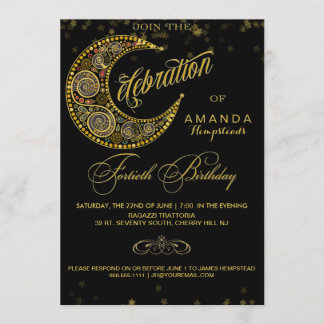 Moon and Stars 40th Birthday Party Invitation