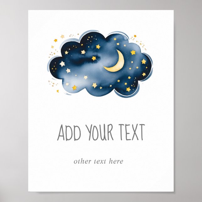 Moon and Stars Add Your Text Sign (Front)