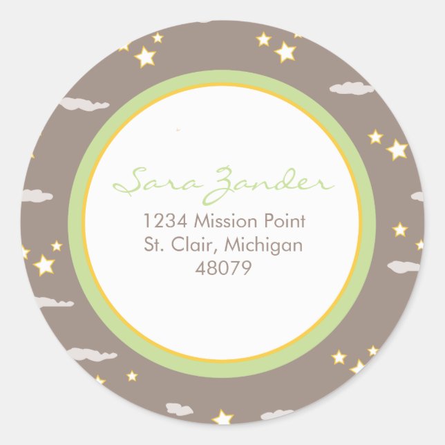 Moon and Stars Address Label/Favour Sticker (Front)