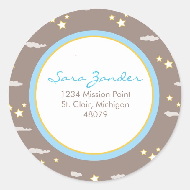 Moon and Stars Address Label/Favour Sticker (Front)