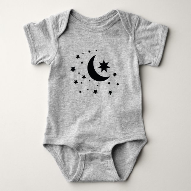 moon and stars baby bodysuit (Front)