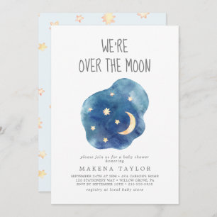 Moon and Stars Baby Boy We're Over the Moon Invitation