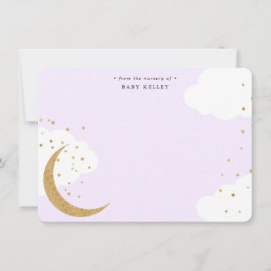 Moon and Stars, Baby Purple Personalised Flat Card