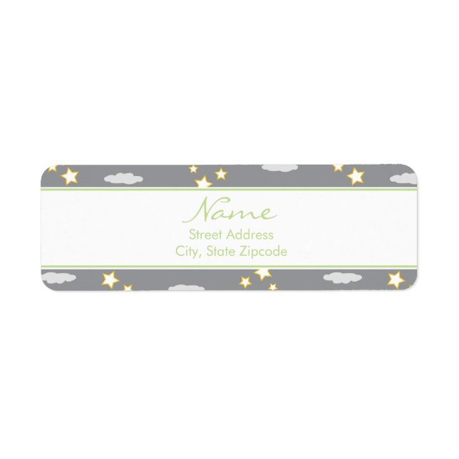 Moon and Stars Baby Shower Address Label (Front)