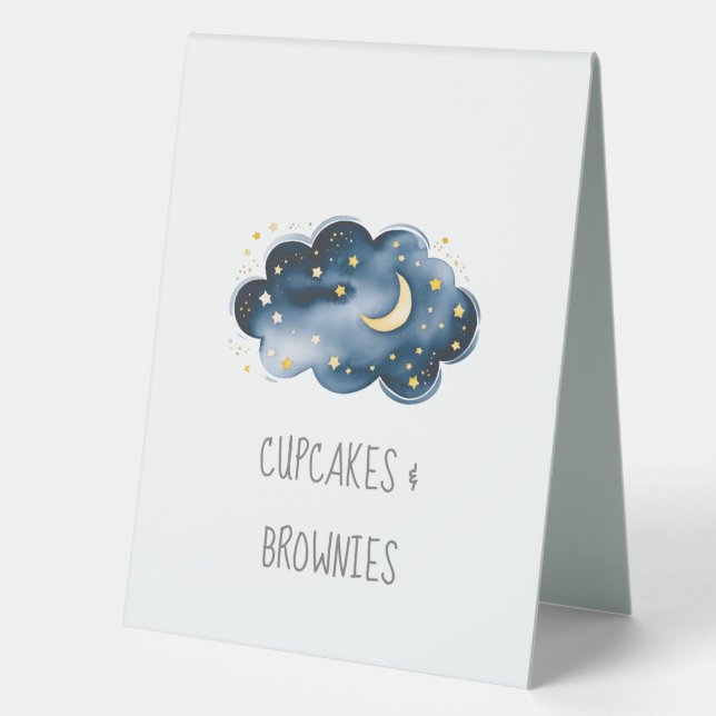 Moon and Stars Baby Shower Buffet Food Labels (Front)