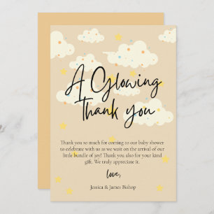 Moon and Stars Baby Shower Cream Thank you Card 