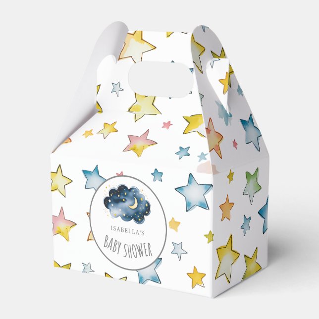 Moon and Stars Baby Shower  Favour Box (Front Side)