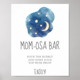 Moon and Stars Baby Shower Mom-osa Bar Sign
