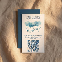 Moon and stars baby shower QR Code Registry Card