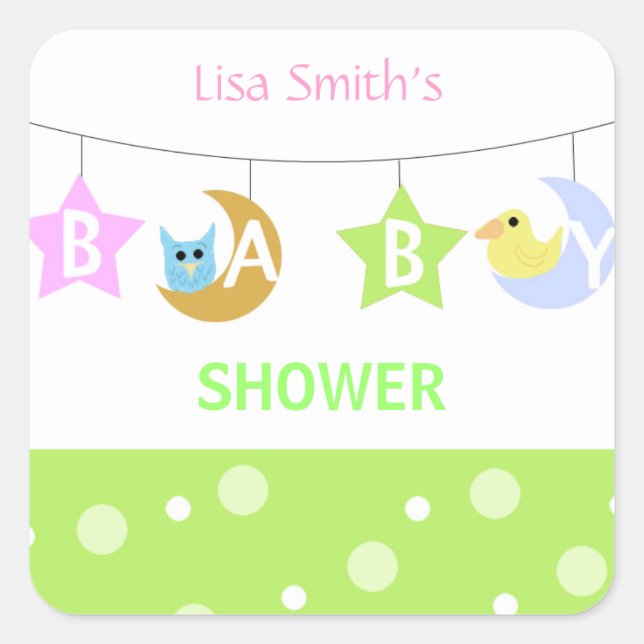 Moon and Stars  Baby Shower Square Sticker (Front)