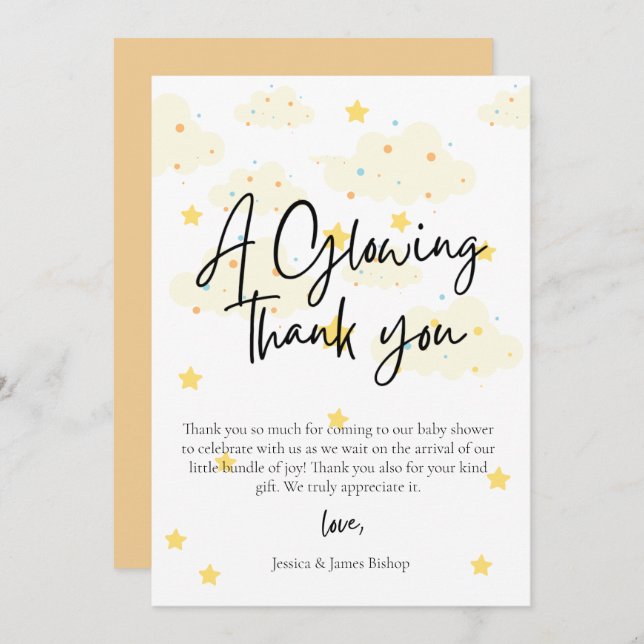 Moon and Stars Baby Shower Thank you Card  (Front/Back)
