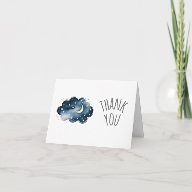 Moon and Stars Baby Shower Thank You Card (Front)