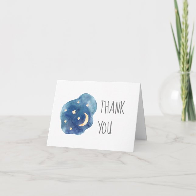 Moon and Stars Baby Shower Thank You Card (Front)