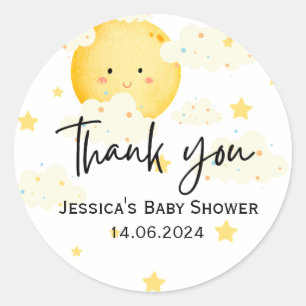 Moon and Stars Baby Shower Thank You  Classic Round Sticker