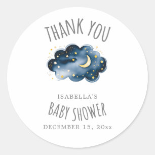Moon and Stars Baby Shower Thank You Favour Sticke Classic Round Sticker