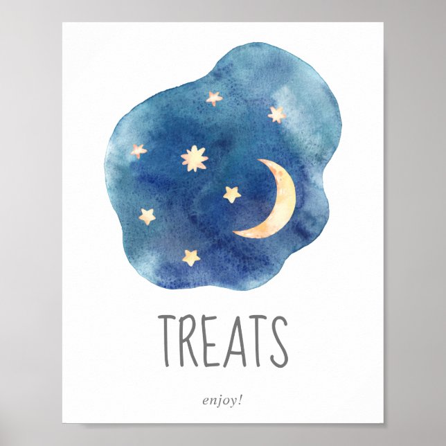 Moon and Stars Baby Shower Treats Sign (Front)