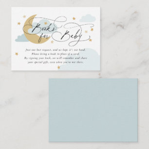 Moon and Stars Blue Book Request Baby Shower Enclosure Card