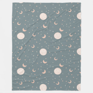 Moon and stars - blue fleece blanket