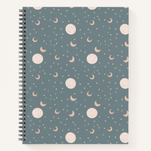 Moon and stars - blue notebook