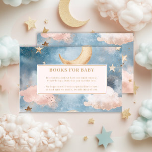Moon and stars Book Request for Baby Shower Enclosure Card