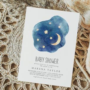 Moon and Stars Boy Baby Shower Invitation
