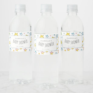 Moon and Stars Boy Baby Shower Water Bottle Label
