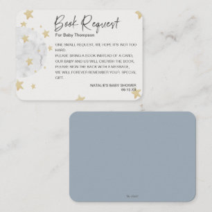 Moon and Stars Boy Blue Baby Shower Book Request Enclosure Card