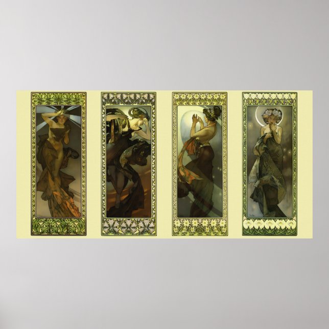 Moon and Stars by Alphonse Mucha Poster (Front)